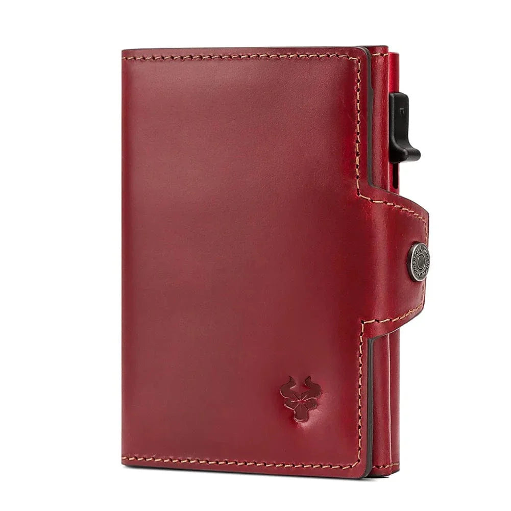Cadeau homme pratique: portefeuille automatique noir en cuir véritable avec protection anti-RFID