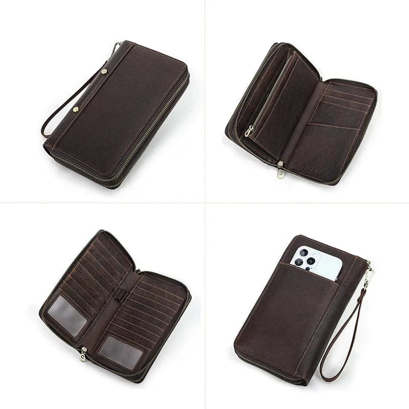 Maroquinerie: portefeuille homme en cuir texturé noir, format 3 volets, accessoire mode