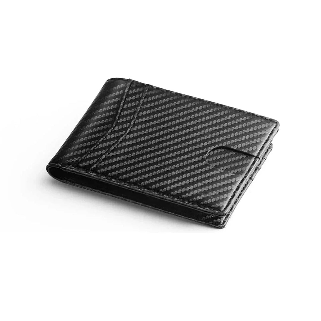 Vue de face du portefeuille homme en cuir PU avec protection RFID, idéal pour un usage quotidien.
