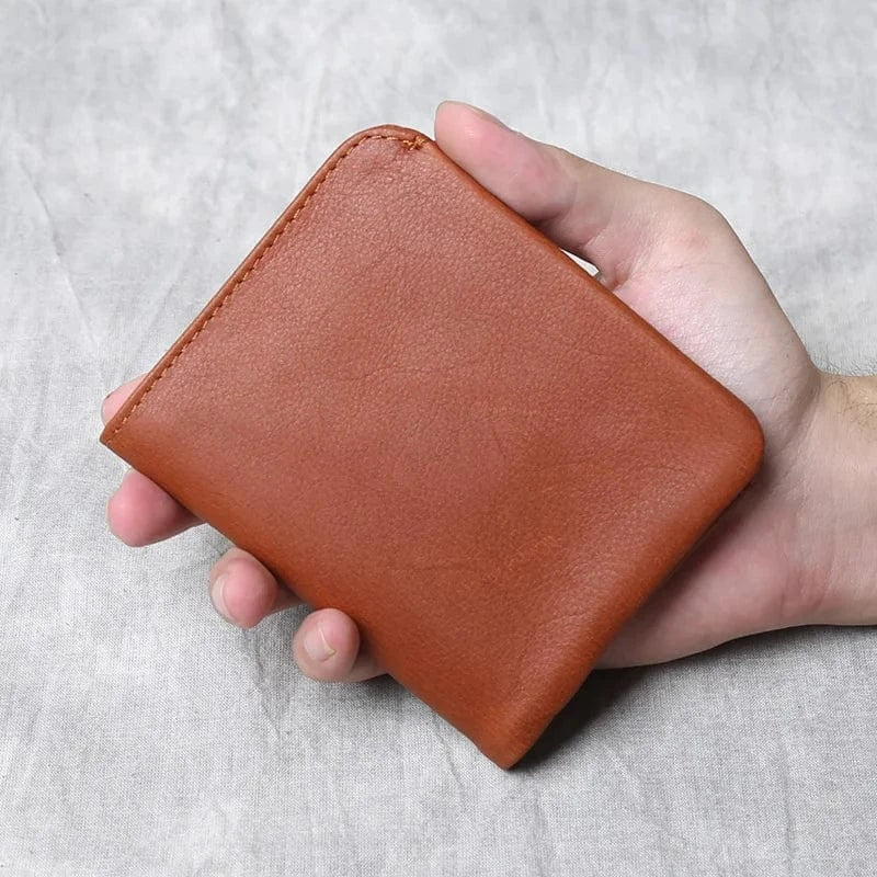 Portefeuille hommes en cuir véritable noir, design minimaliste et élégant, parfait pour poche avant.
