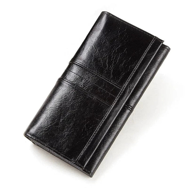 Portefeuille vert en cuir véritable pour femmes, design fin et élégant, avec RFID intégré