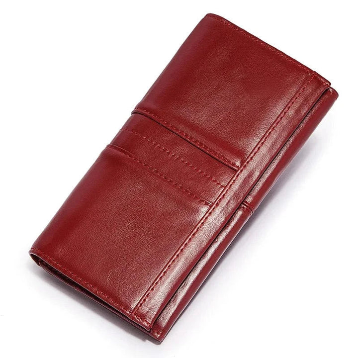 Grand portefeuille bleu en cuir pour femmes, plusieurs compartiments, sécurité RFID, accessoire de mode