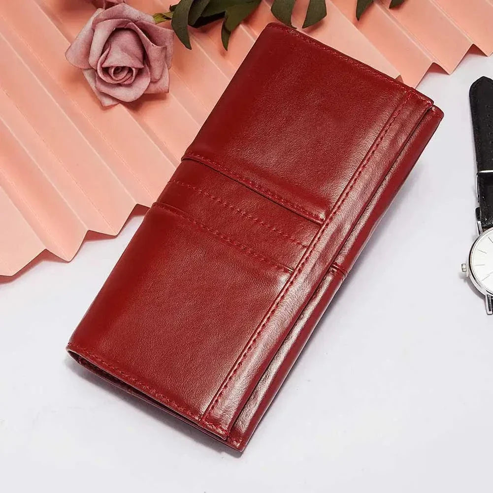 Portefeuille en cuir de qualité pour femmes, disponible en noir, vert, bleu, rouge, protection RFID