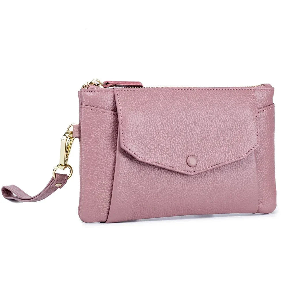 Modèle de portefeuille long en cuir bleu marine, aspect moderne et fonctionnel pour femmes.