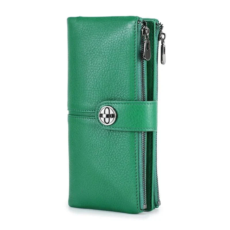 Portefeuille femme moderne en cuir gris clair, doté de compartiments spacieux et d'un design élégant