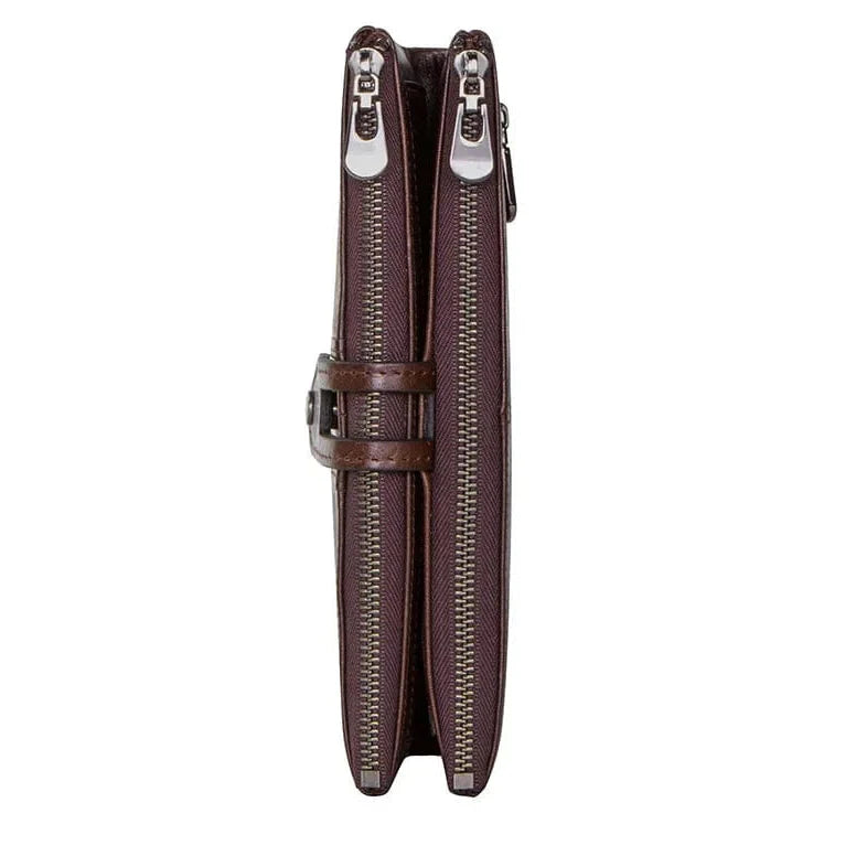 Portefeuille porte-cartes long en cuir pour homme, espace pour billets et documents importants.