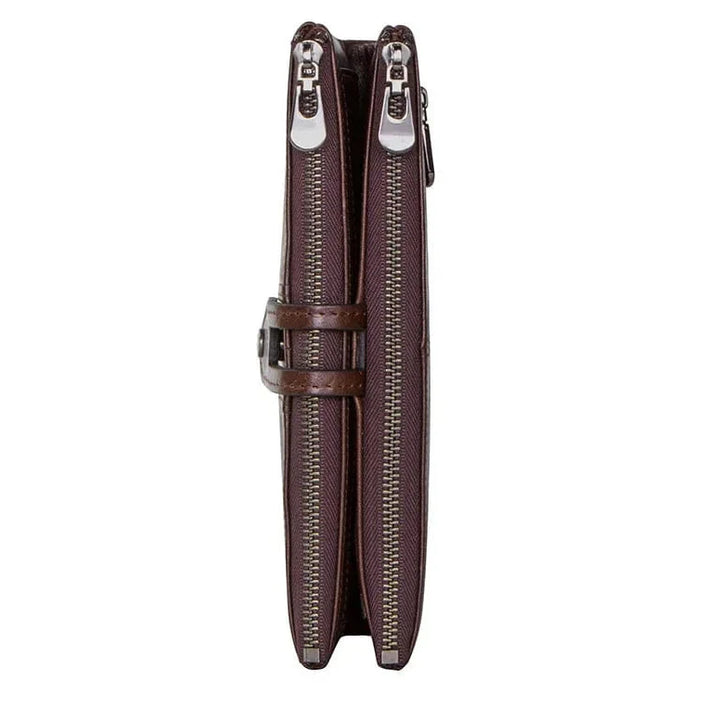 Portefeuille porte-cartes long en cuir pour homme, espace pour billets et documents importants.