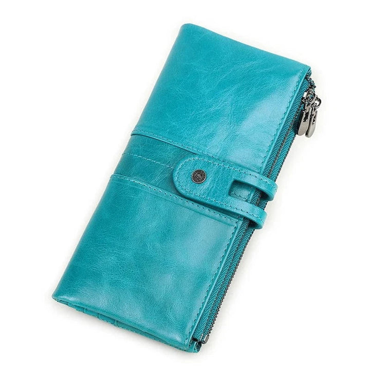 Portefeuille long pour homme en cuir marron foncé, idéal pour un look sophistiqué.