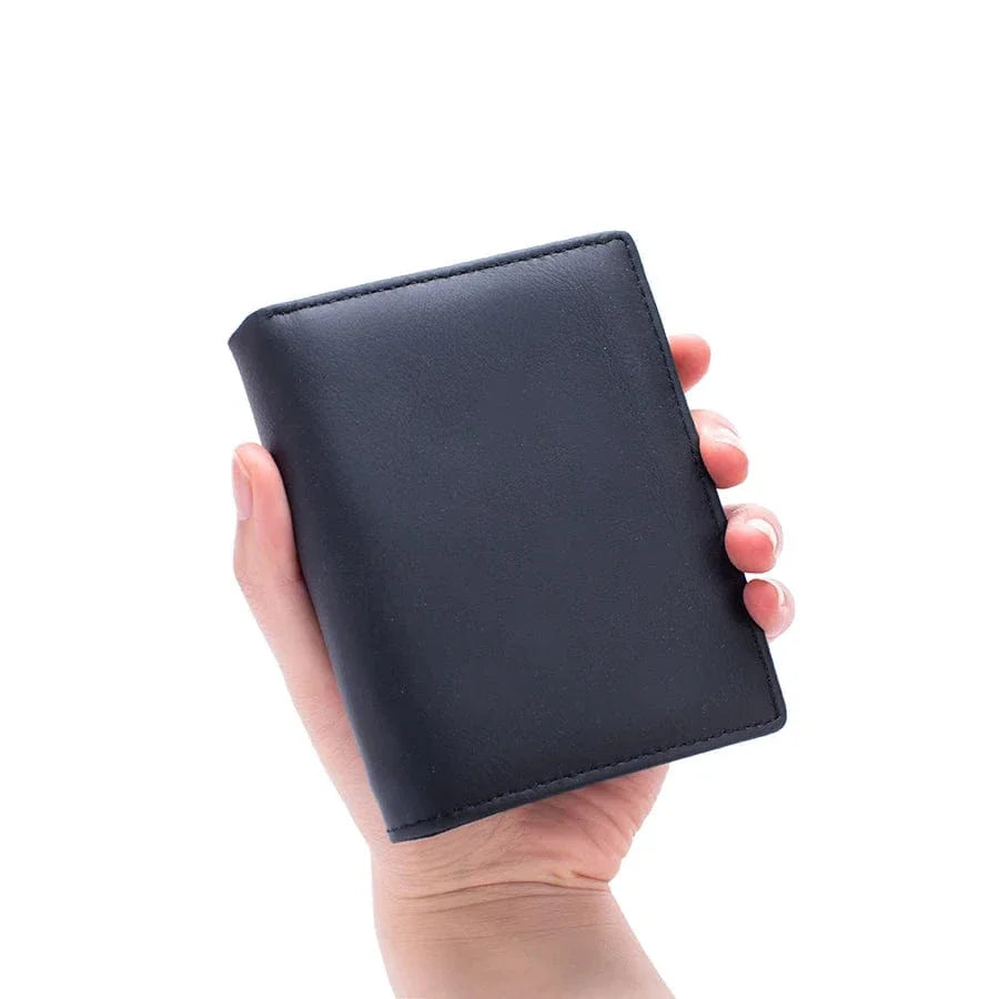 Portefeuille homme en cuir véritable noir, design slim RFID, accessoire mode