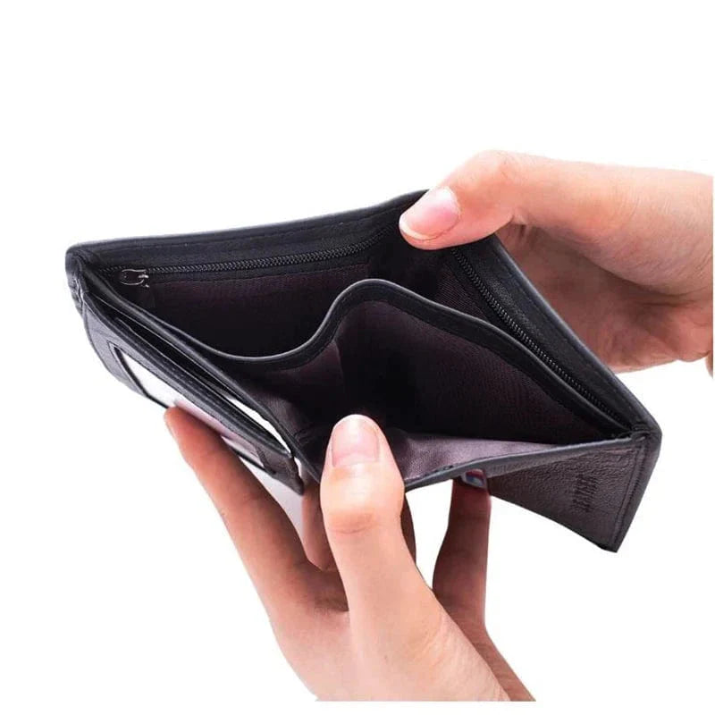 Accessoire homme: portefeuille slim en cuir noir, protection RFID intégrée