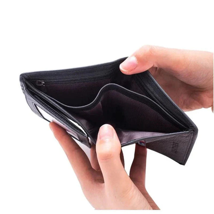 Accessoire homme: portefeuille slim en cuir noir, protection RFID intégrée