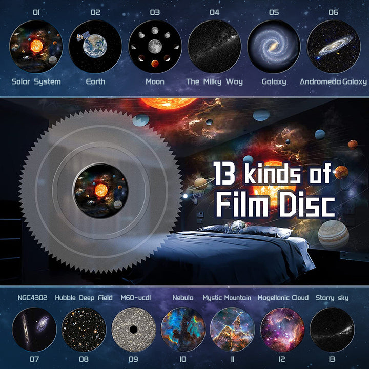 Projecteur planétarium 13-en-1.  Étoiles, galaxies, Voie lactée.  Projection haute définition pour une ambiance relaxante.