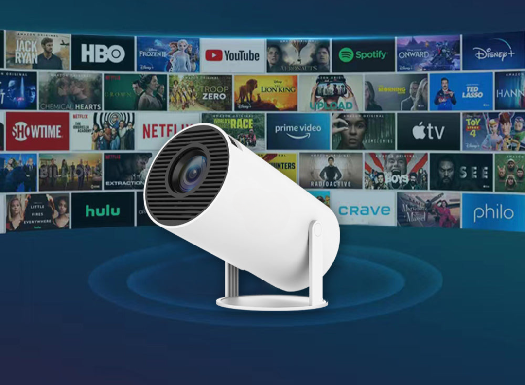 "Projecteur portable 4K HD compact, design léger, idéal pour une expérience cinéma immersive à domicile."