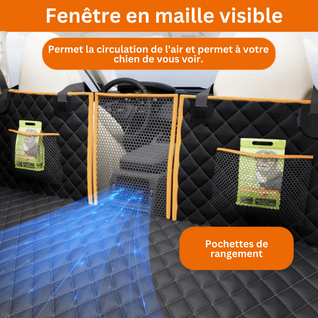Protecteur siège auto pour chien, résistant à l'eau, noir, ajuste les sièges universel, offre confort et sécurité en voyage.