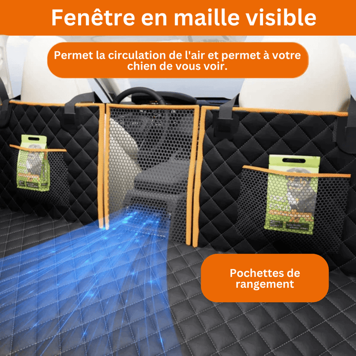 Protecteur siège auto pour chien, résistant à l'eau, noir, ajuste les sièges universel, offre confort et sécurité en voyage.