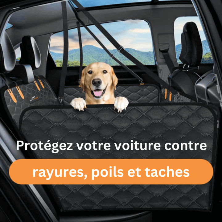 Protecteur siège auto pour chien, résistant à l'eau, noir, ajuste les sièges universel, offre confort et sécurité en voyage.
