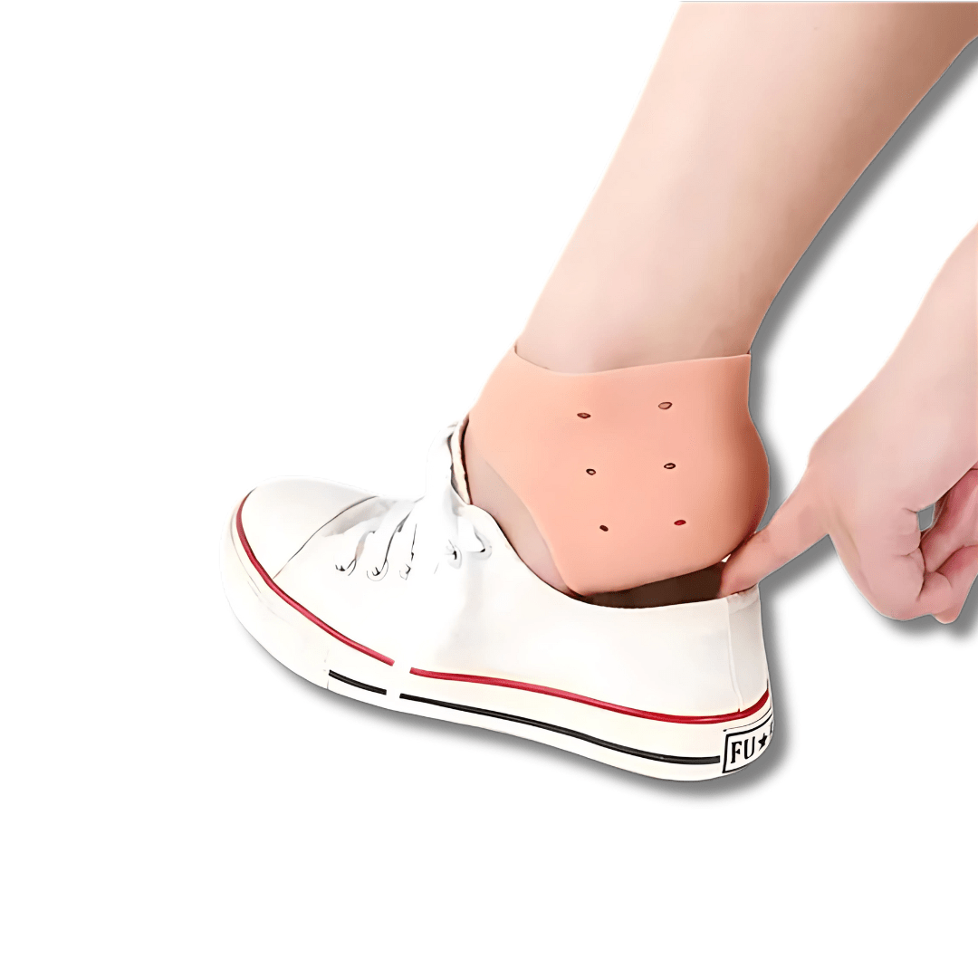 Protège-talon en silicone, transparent et flexible, pour confort et soulagement des douleurs, adapté à toutes chaussures.