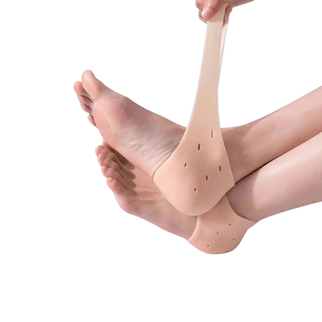 Protège-talon en silicone, transparent et flexible, pour confort et soulagement des douleurs, adapté à toutes chaussures.