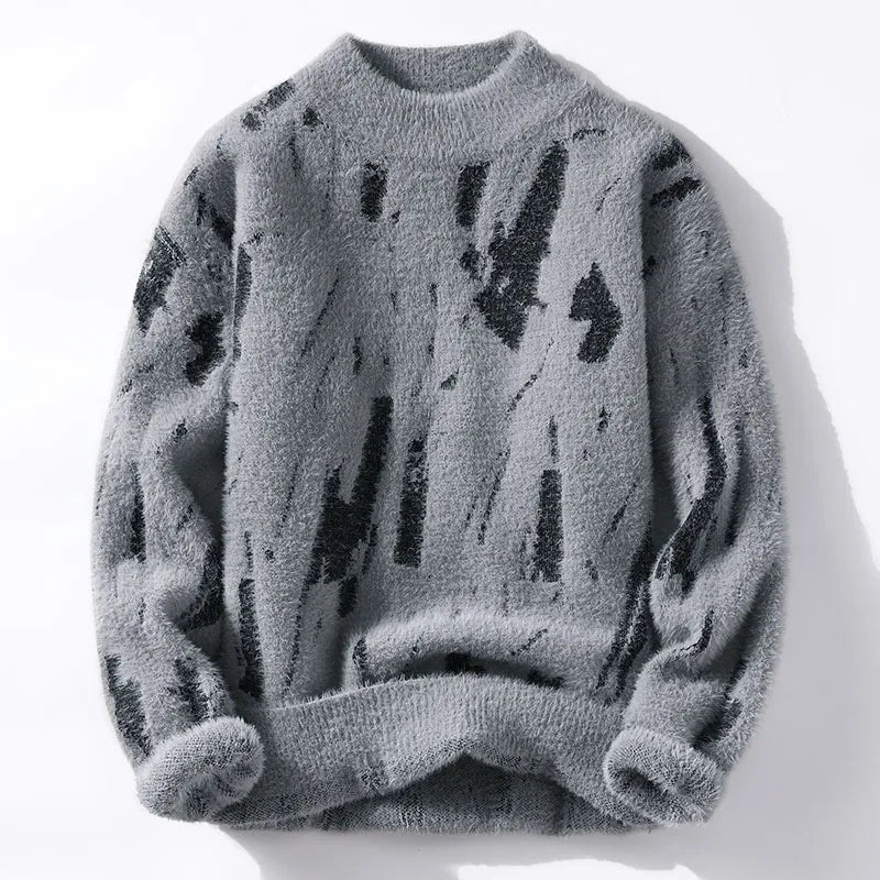 Pull abstrait homme, coupe moderne et élégante. Confort pour un style décontracté en hiver. Vêtement masculin unique.