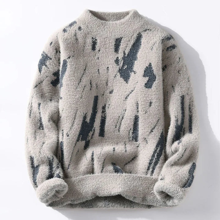 Pull homme abstrait. Motif unique, couleur tendance. Confort moderne et élégant, parfait pour la mode masculine décontractée.