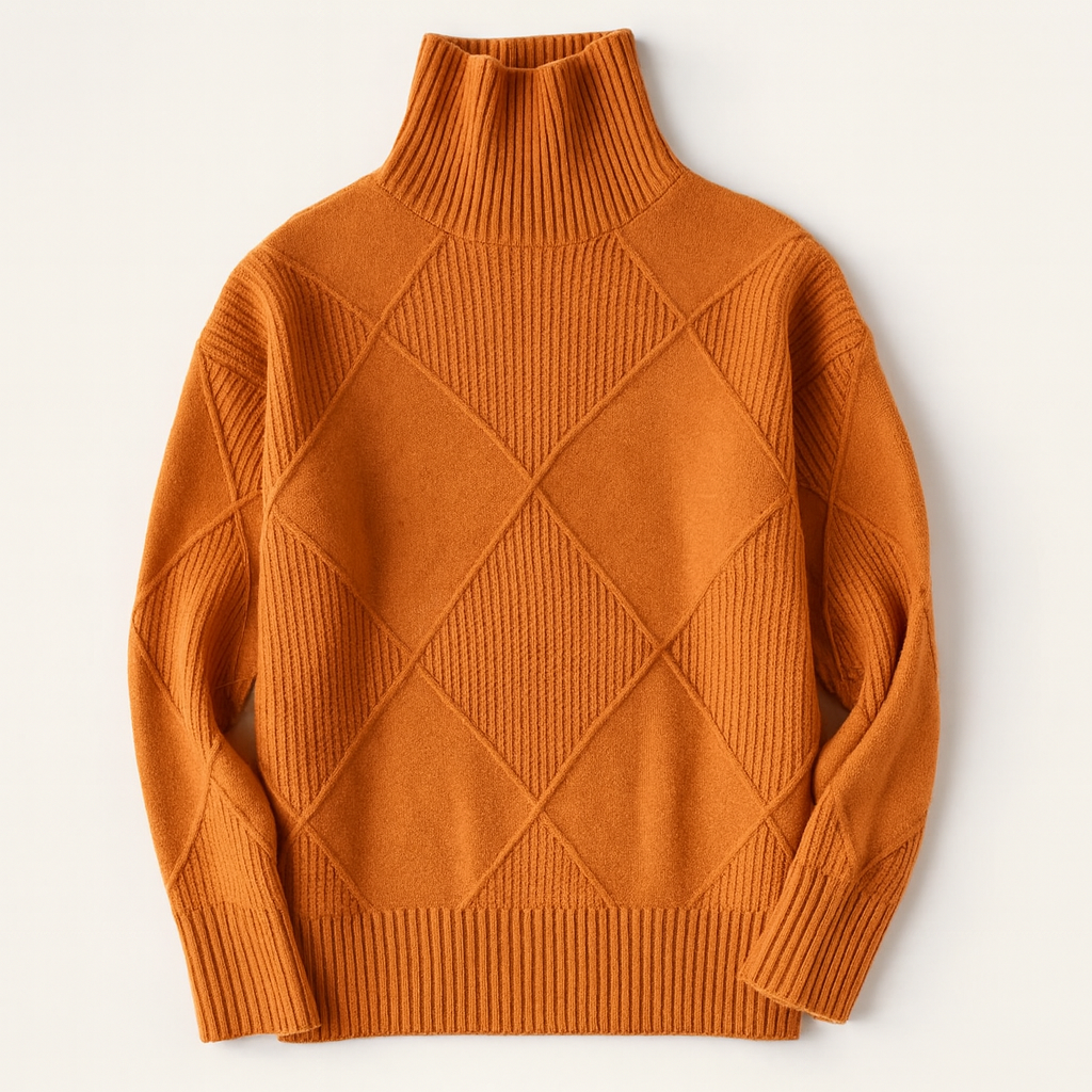 Pull col roulé femme en tricot doux, offrant chaleur et confort. Élégant pour la saison hivernale, style mode casual.