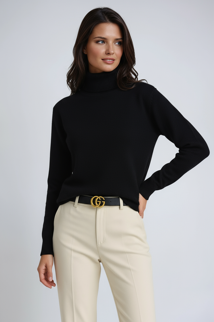 Pull femme col roulé doux et confortable, idéal pour l'automne-hiver. Vêtement chaud et chic.