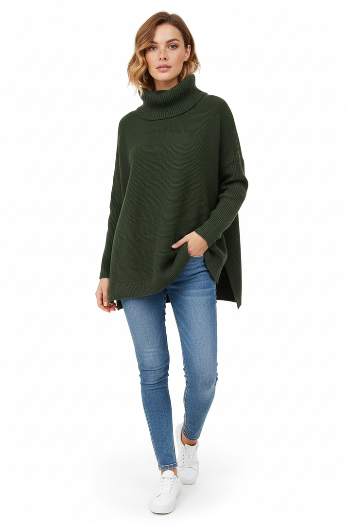 Pull col roulé femme oversize apportant confort, chaleur et élégance. Parfait pour se sentir belle tout l'hiver.