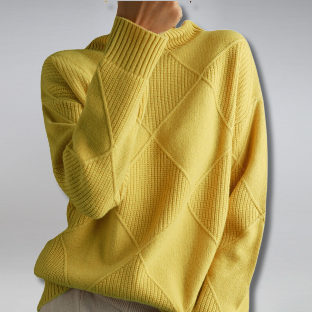 Chandail col roulé femme chaud et confortable, idéal pour l'hiver, vêtement polyvalent.