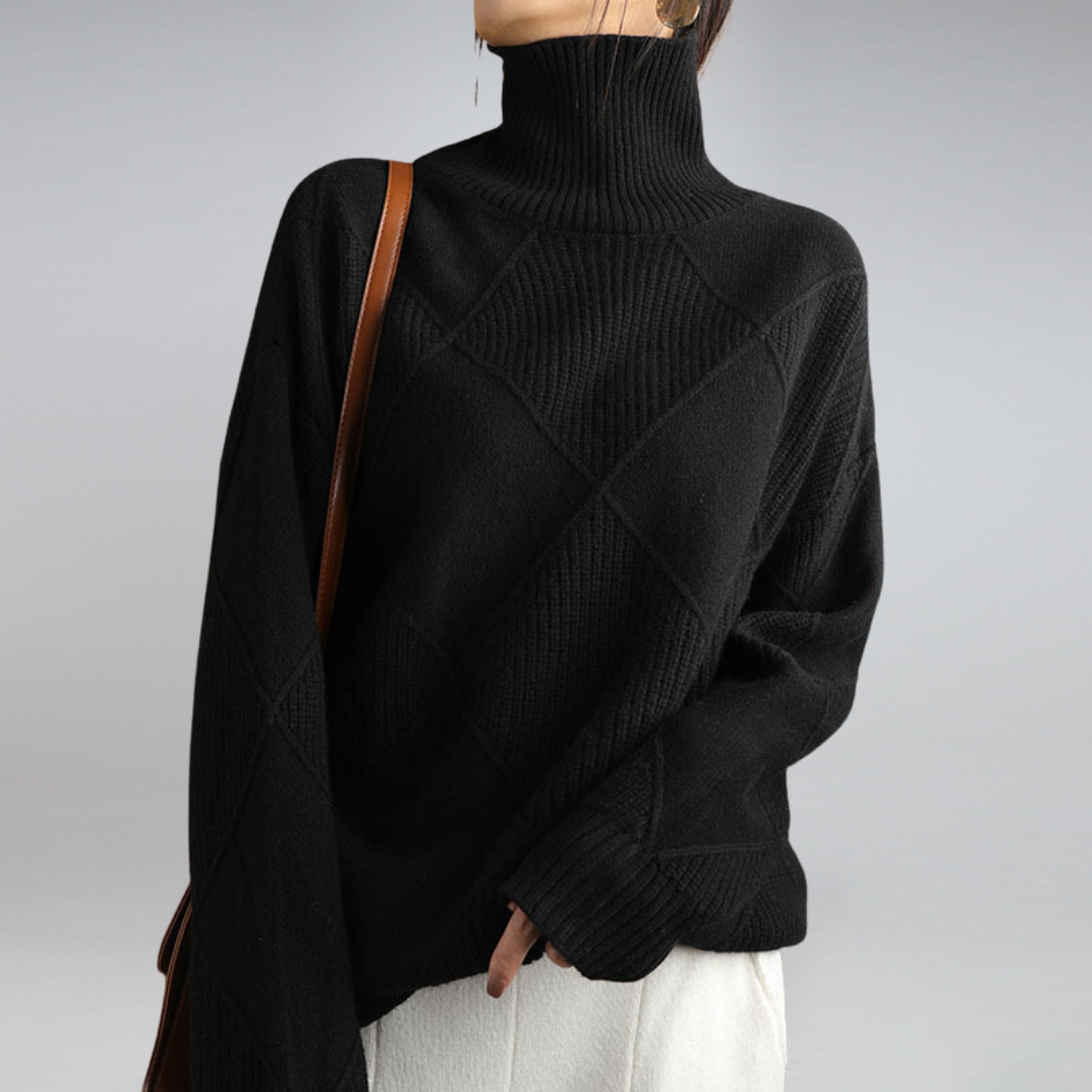 Pull femme col roulé élégant, chaud et confortable. Chandail mode hiver, parfait pour diverses occasions automne-hiver.