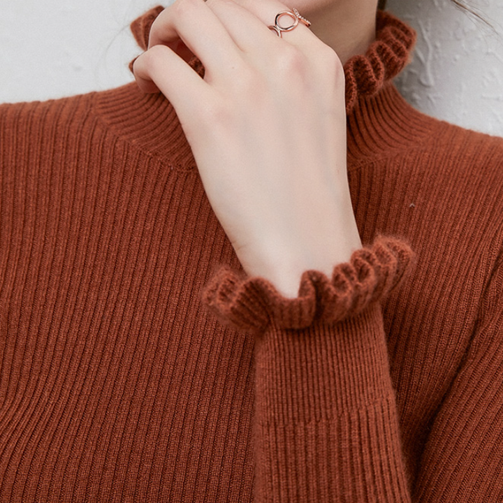 Pull col roulé femme, coupe élégante, confortable pour l'hiver et l'automne, très tendance.