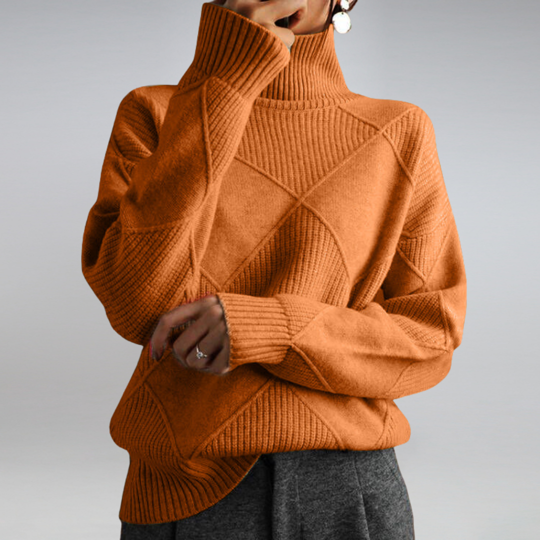 Col roulé femme pour l'hiver, confort mode, pull élégant en tricot. Indispensable.