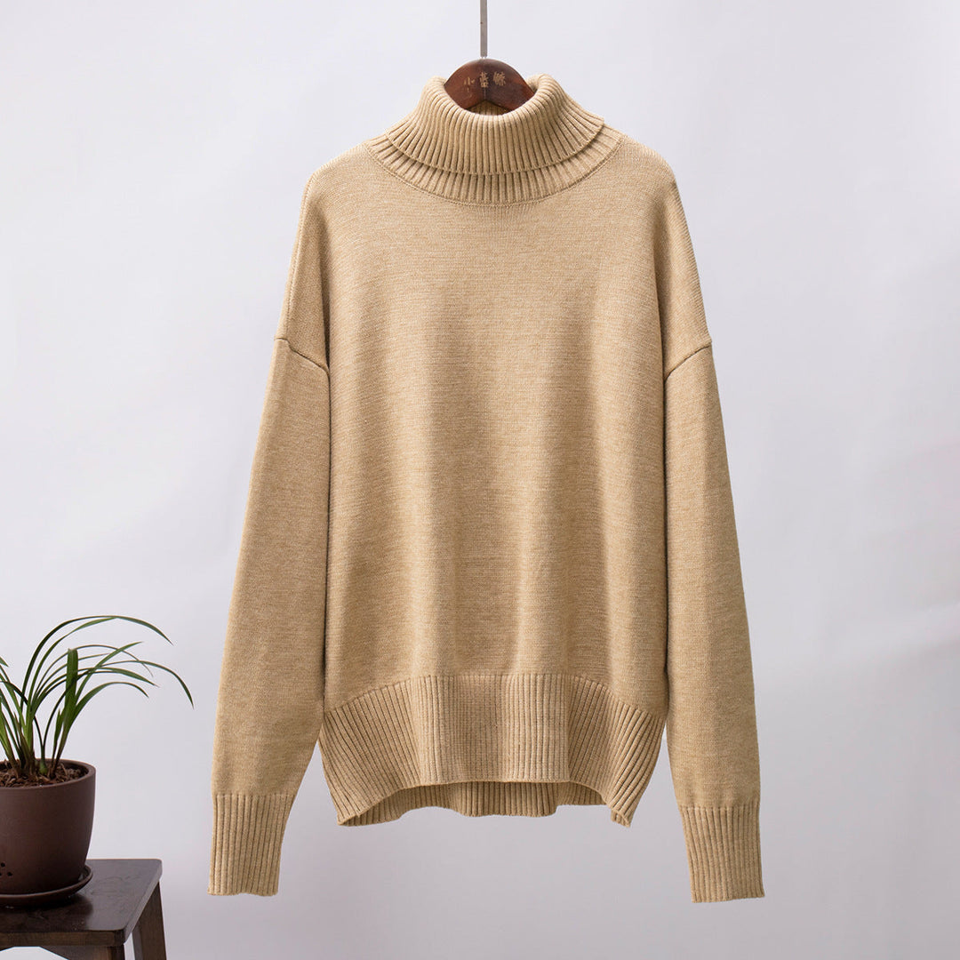 Pull à col roulé femme polyvalent, doux, élégant, parfait pour divers looks hivernaux.