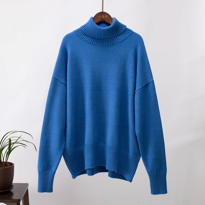 Pull femme col roulé douillet, très confortable, manches longues, essentiel pour l'hiver mode.
