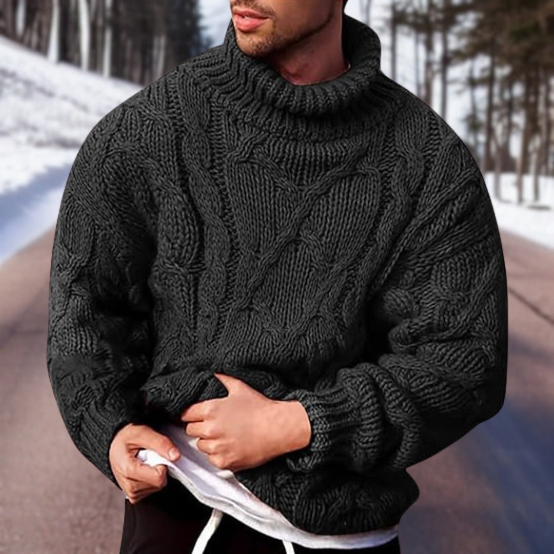 Pull à col roulé homme chaud et confortable pour l'hiver, en maille douce, idéal pour le confort supérieur.