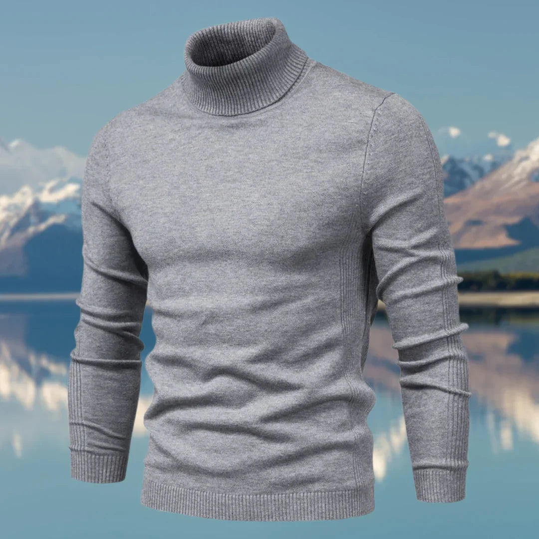 Pull homme col roulé élégant et ajusté. Style classique pour l'hiver, confort mode masculine.