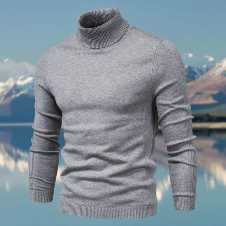 Pull homme col roulé élégant et ajusté. Style classique pour l'hiver, confort mode masculine.