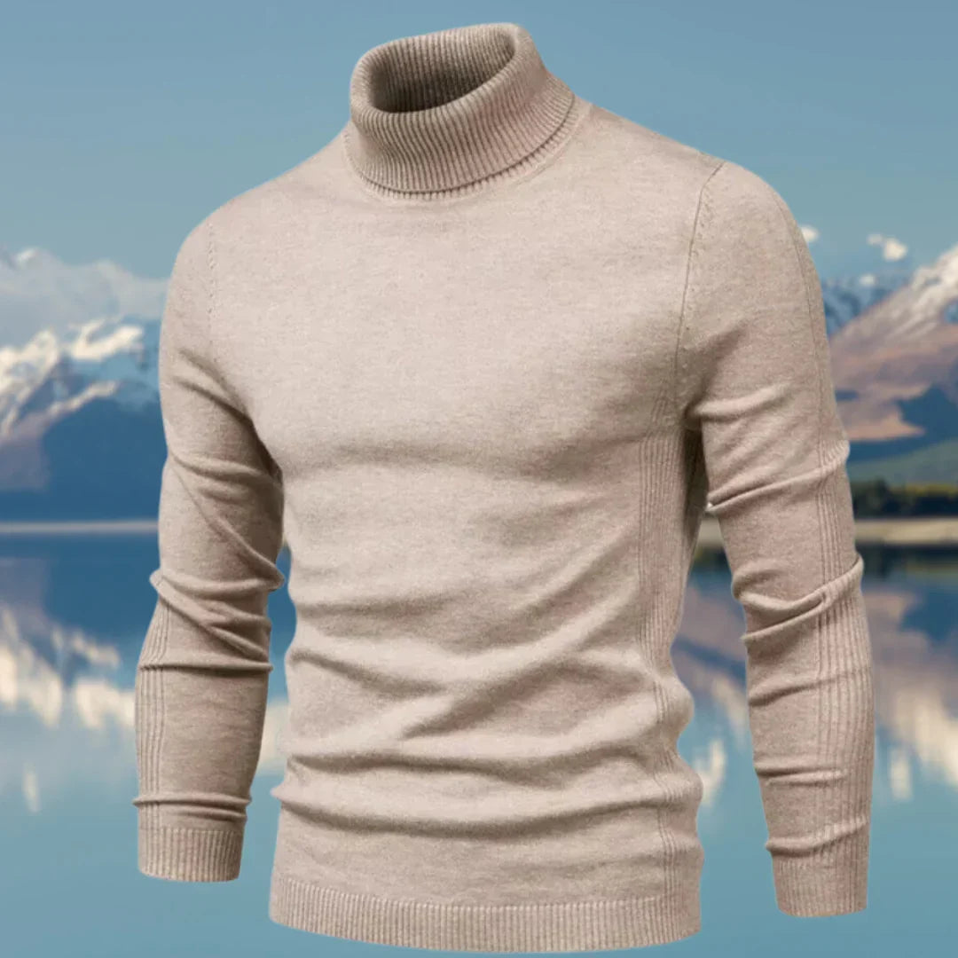 Pull col roulé homme polyvalent, élégant et ajusté. Idéal hiver, chandail classique pour mode masculine.