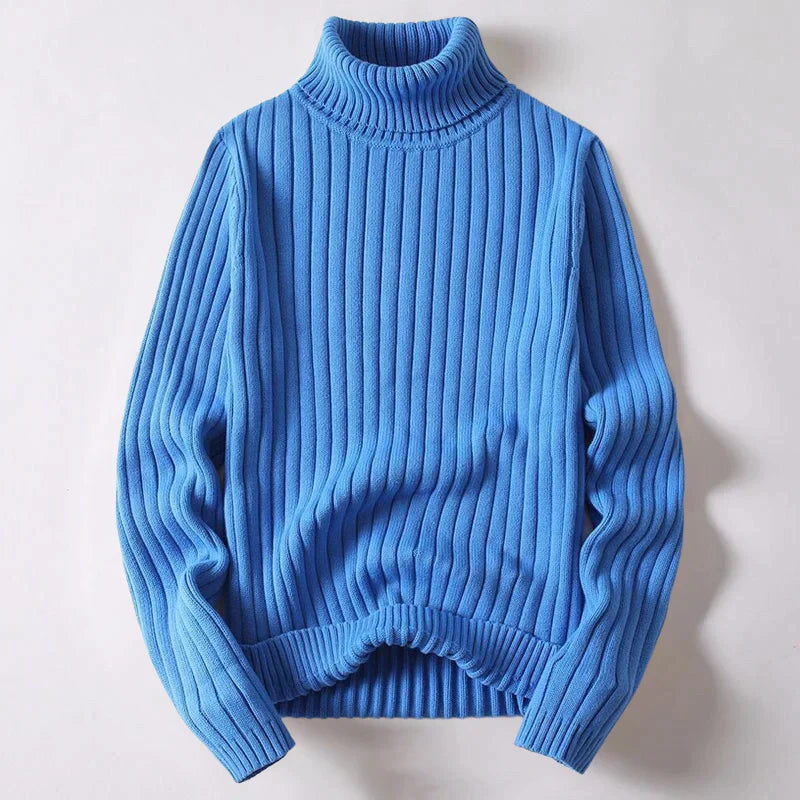 Pull col roulé homme élégant, maille douce, couleur unie. Idéal pour un style hivernal chic et confortable.