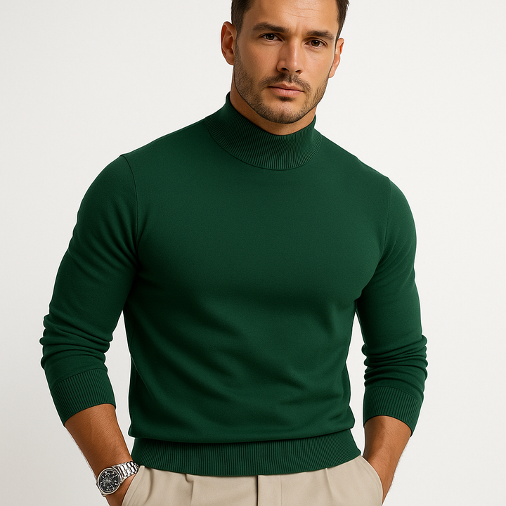 Pull col roulé homme Leonardo, maille fine et élégante, offrant un confort optimal et un style moderne pour l'hiver.