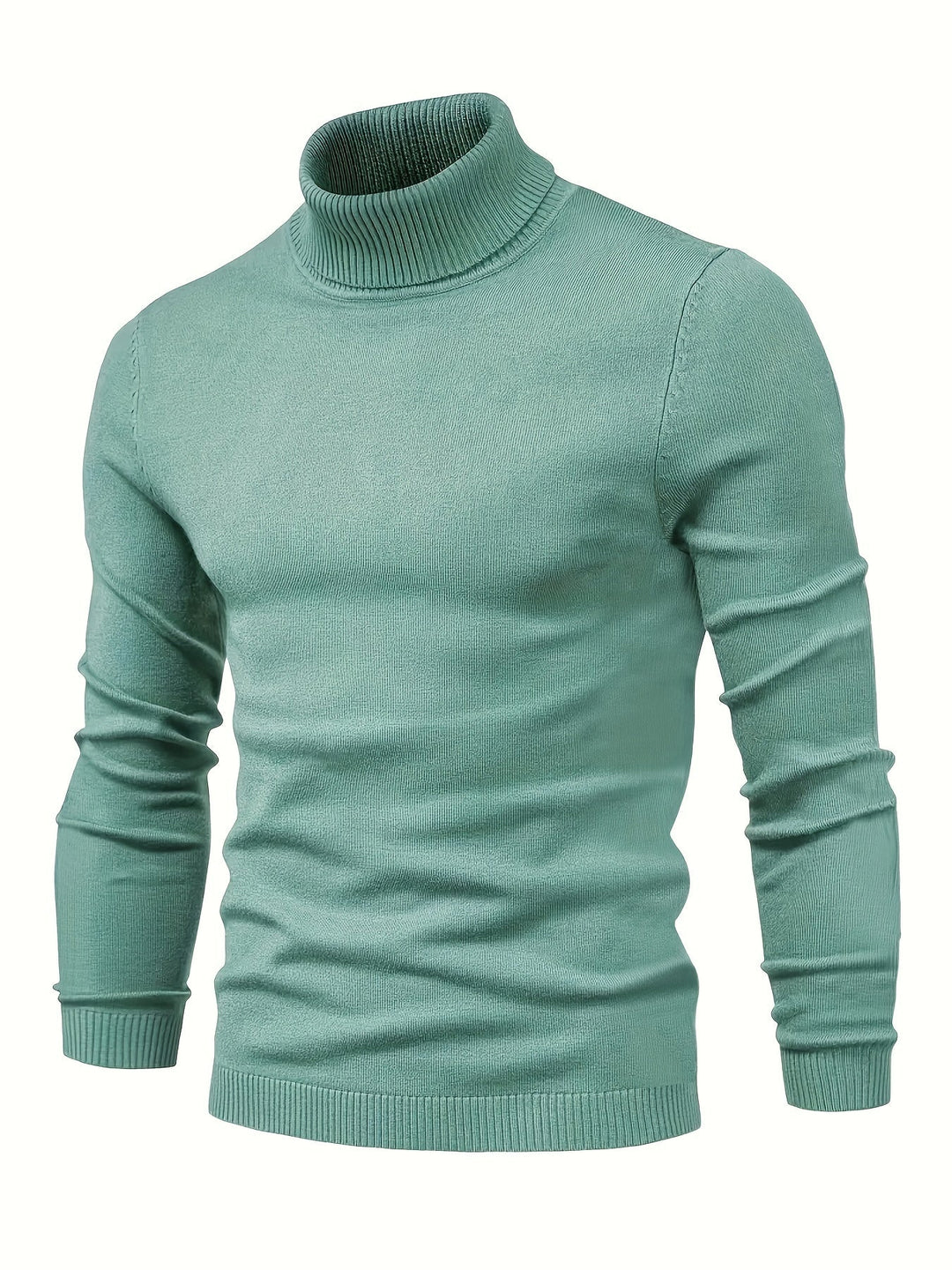 Silhouette masculine en pull col roulé bordeaux, associé à un pantalon. Style hivernal chic, confortable et moderne pour homme.