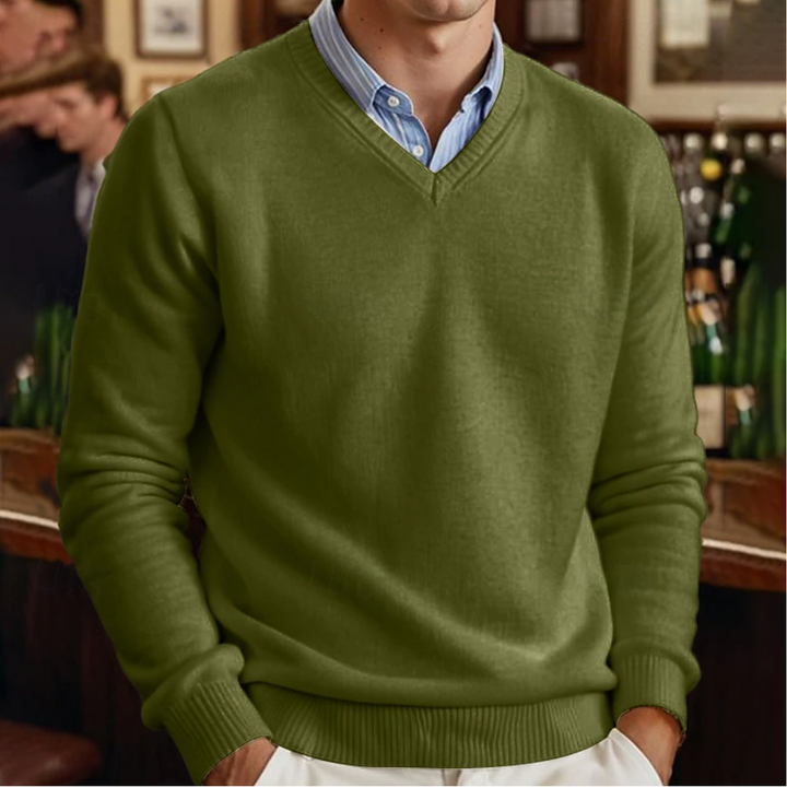 "Pull col V homme uni, style moderne, tissu doux, couleurs variées, élégance et confort pour toutes les occasions."