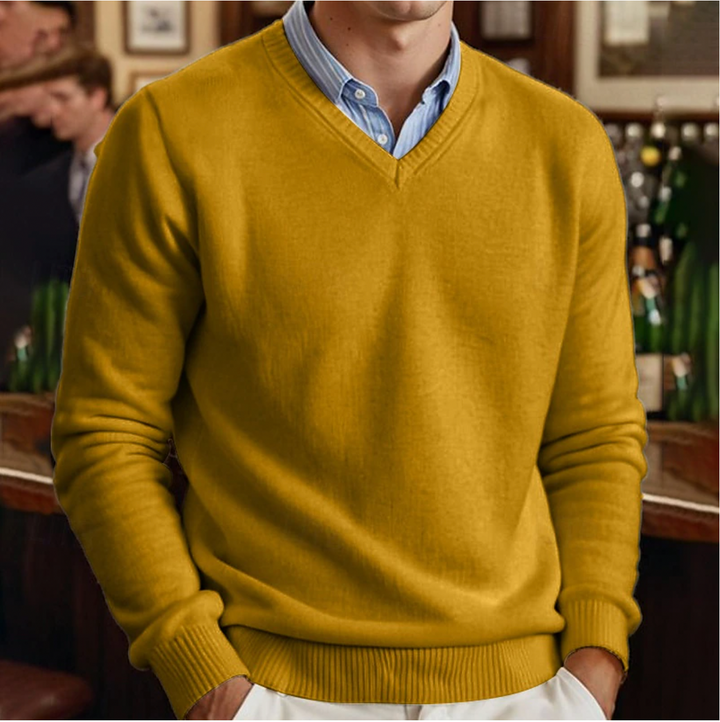 "Pull col V homme uni, style moderne, tissu doux, couleurs variées, élégance et confort pour toutes les occasions."