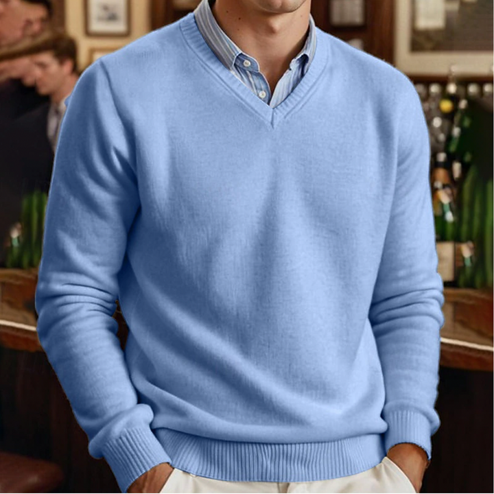"Pull col V homme uni, style moderne, tissu doux, couleurs variées, élégance et confort pour toutes les occasions."