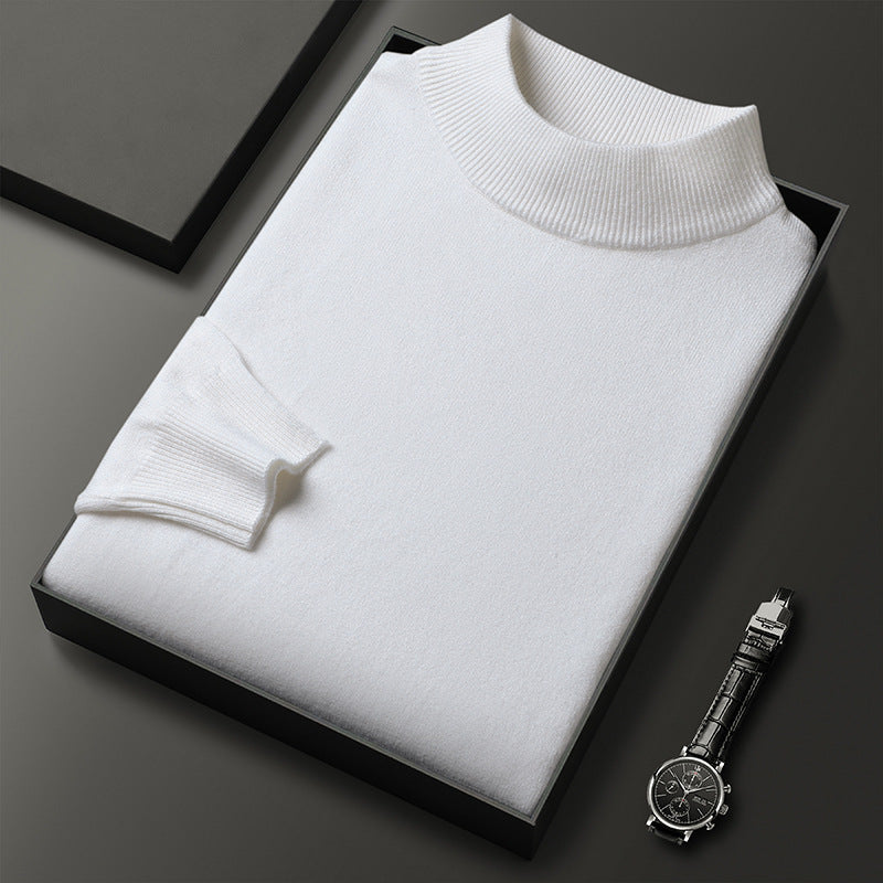 Pull homme tricot élégant, col montant et demi-zippé, un essentiel chaud pour l'hiver et le confort.