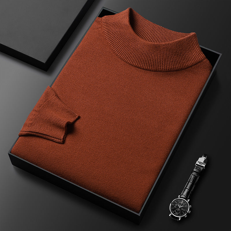 Pull moderne homme en tricot, col montant demi-zippé, alliance de style et confort hivernal.