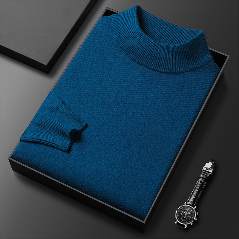 Pull décontracté homme tricot, col montant demi-zippé, idéal pour vos journées d'hiver.