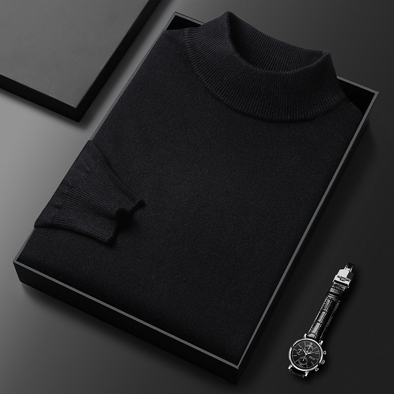 Détail du pull homme en tricot, col montant demi-zippé, garantissant qualité et chaleur.