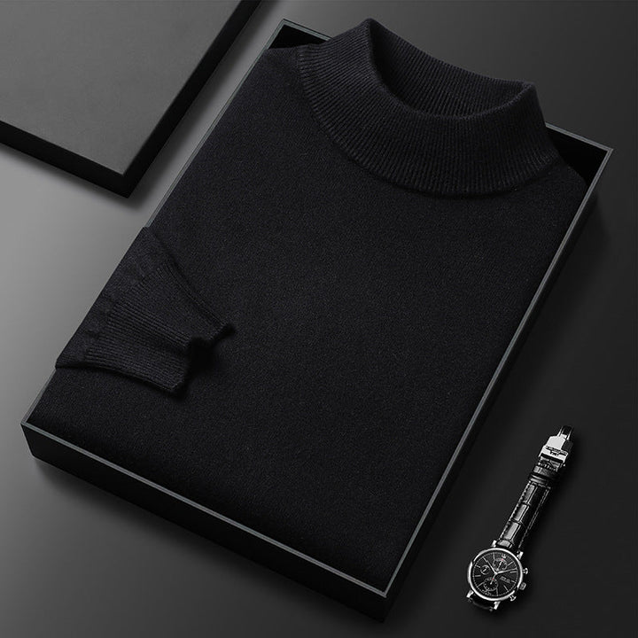 Détail du pull homme en tricot, col montant demi-zippé, garantissant qualité et chaleur.