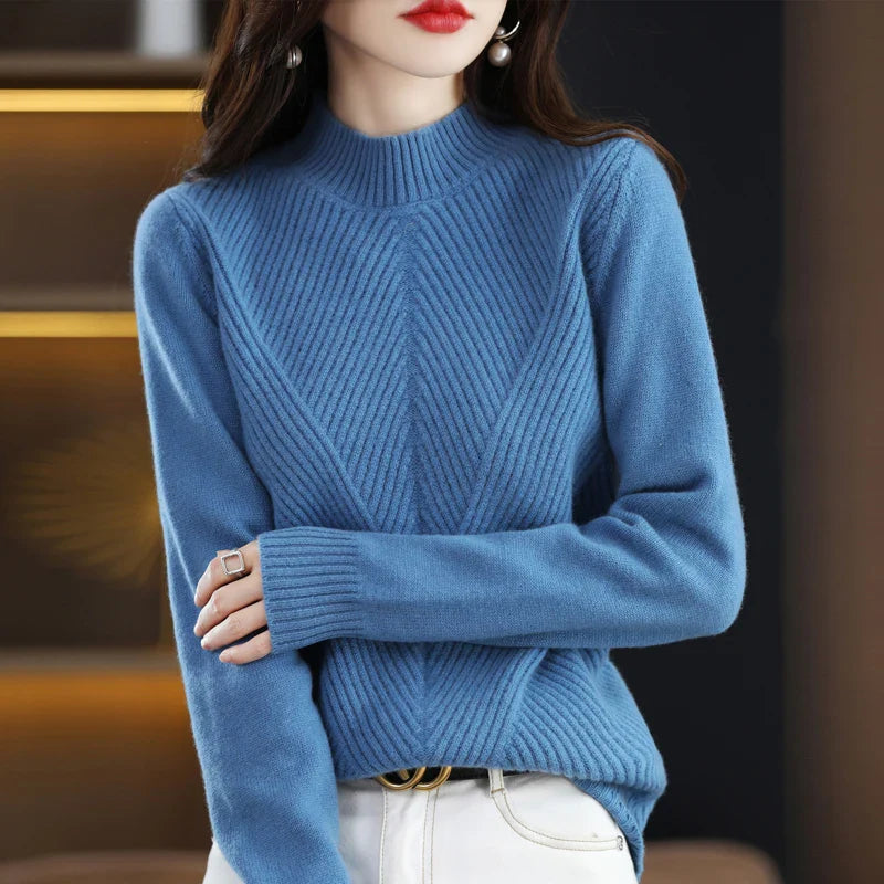 Pull élégant femme, coupe flatteuse, confort optimal.  Parfait printemps/automne.