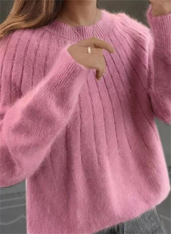 "Pull en cachemire Ania doux et élégant, manches longues, col rond, idéal pour l'automne-hiver."